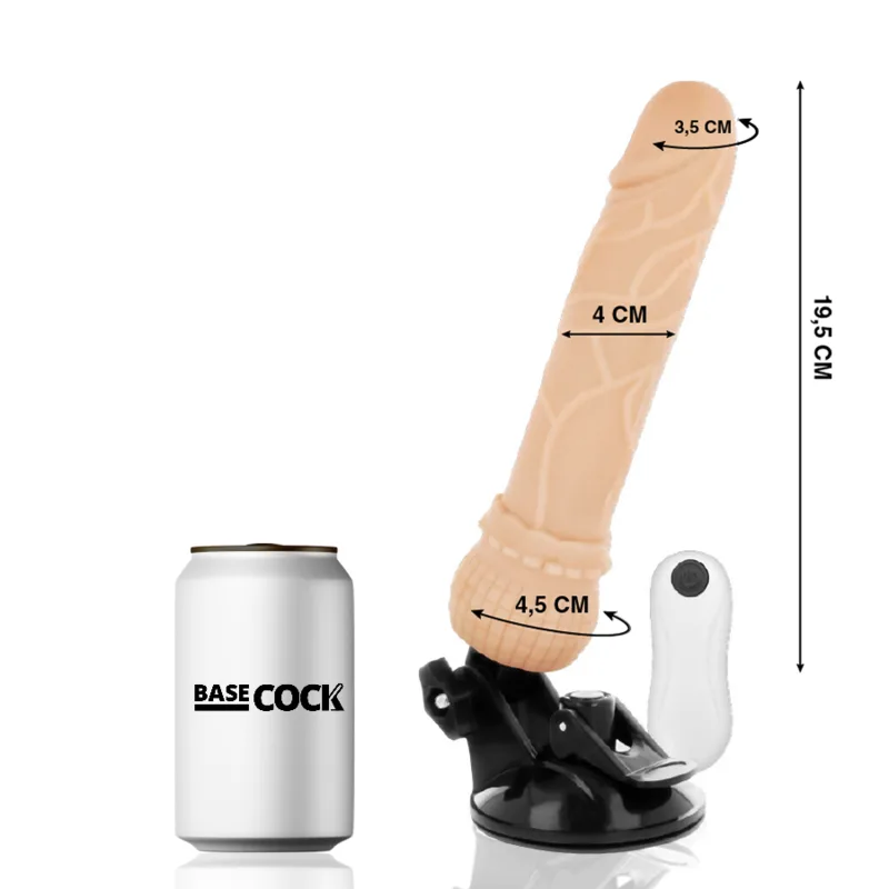 Vibromasseur Télécommande Naturel Réaliste 19,5 cm x 4 Basecock