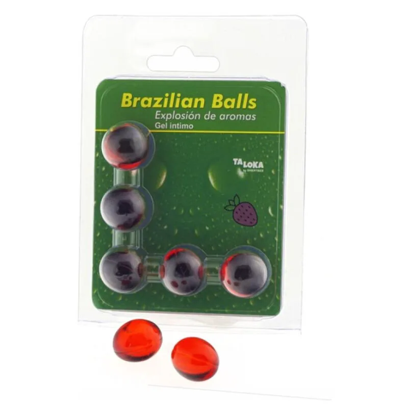 5 Boules Brésiliennes Gel Intime Fraise Taloka lubrifiant base eau