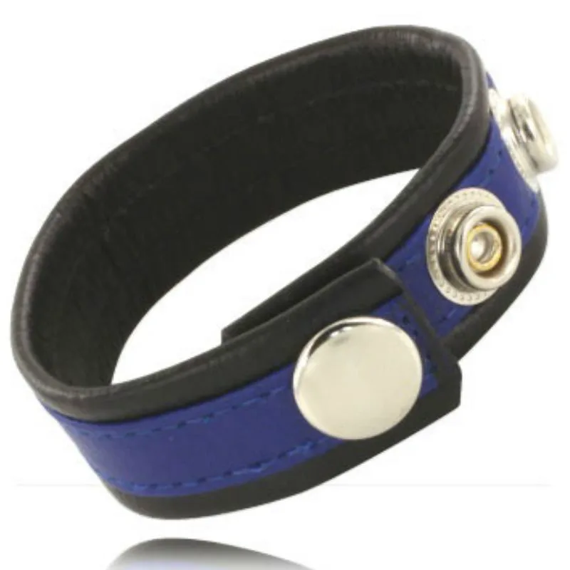 Cockring Sangle en Cuir Réglable pour Pénis Bleu-noir Leather Body