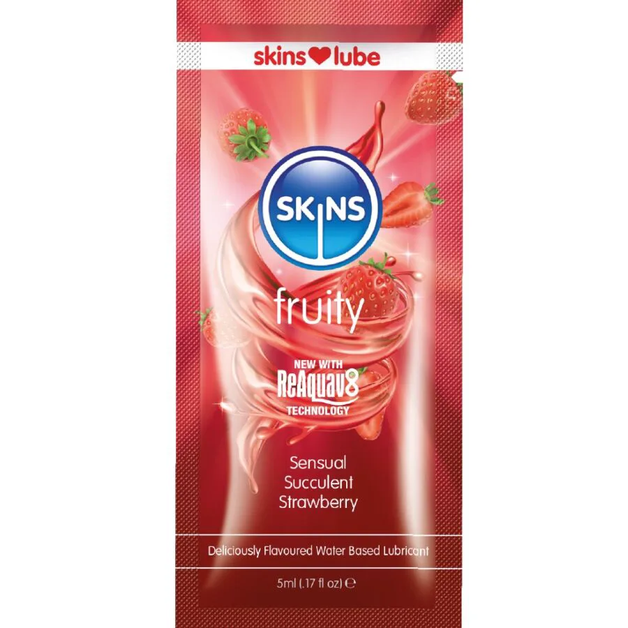Lubrifiant Fruité à Base D'eau Fraise Dose Unique 5 ML Skins lubrifiant