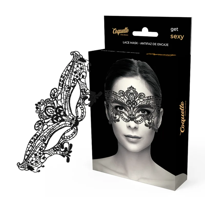 Masque Large en Dentelle Noire Coquette Chic Desire noir bâillon