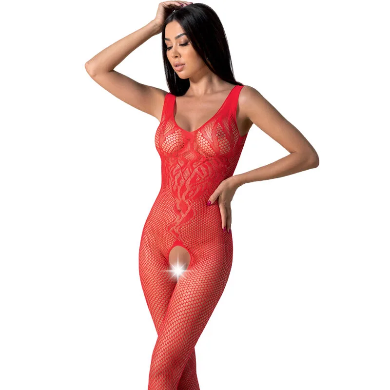 BS098 Bodystocking Rouge Taille Unique Passion rouge body résille