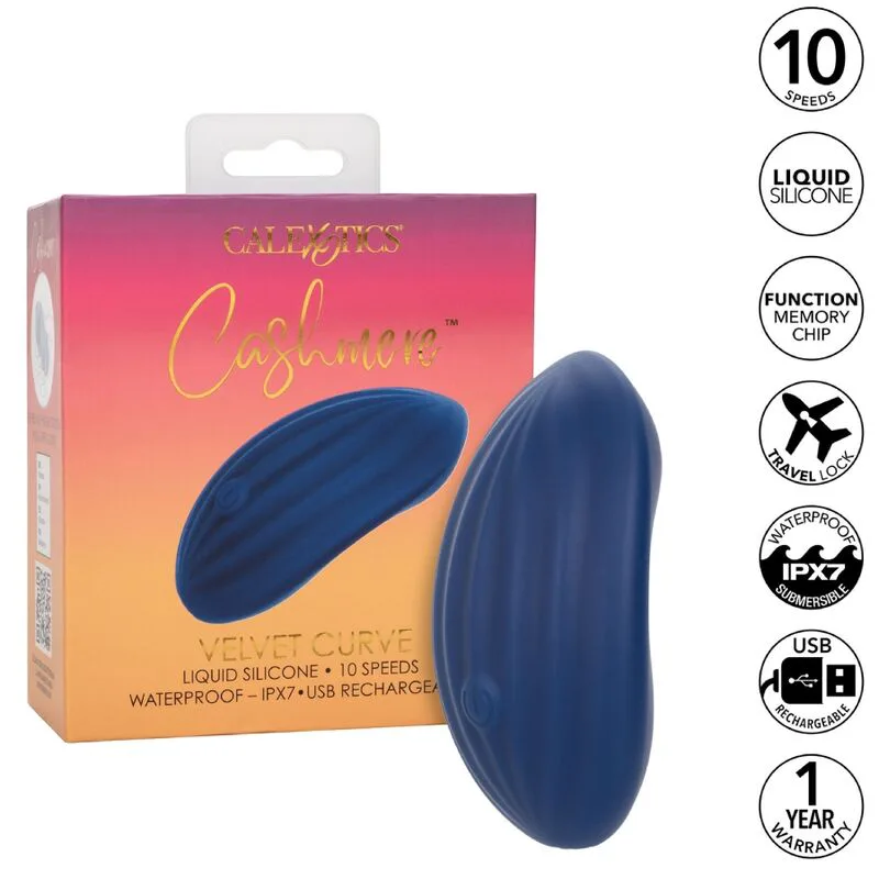 Vibromasseur Cashmere Velours Curve Bleu Calexotics