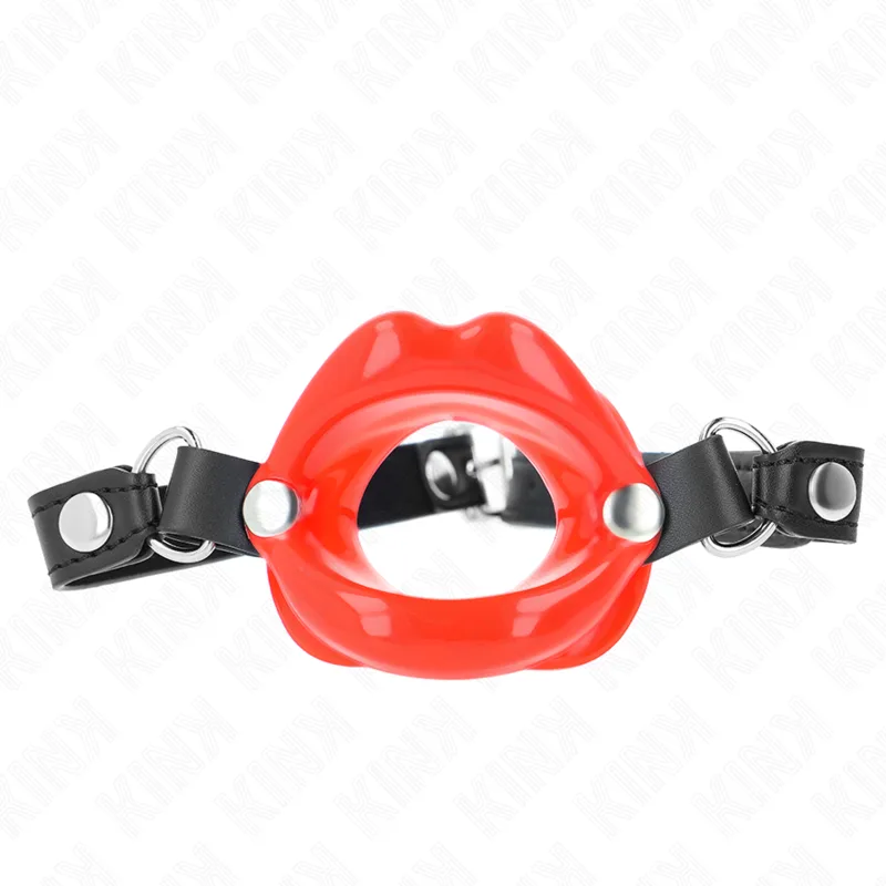 Bâton Lip 8 CM avec Sangle en Cuir Rouge 63 X 2 CM Kink rouge bâillon