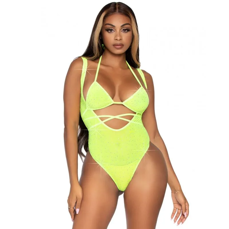 Haut de Bikini et Body Taille Unique Leg Avenue body résille