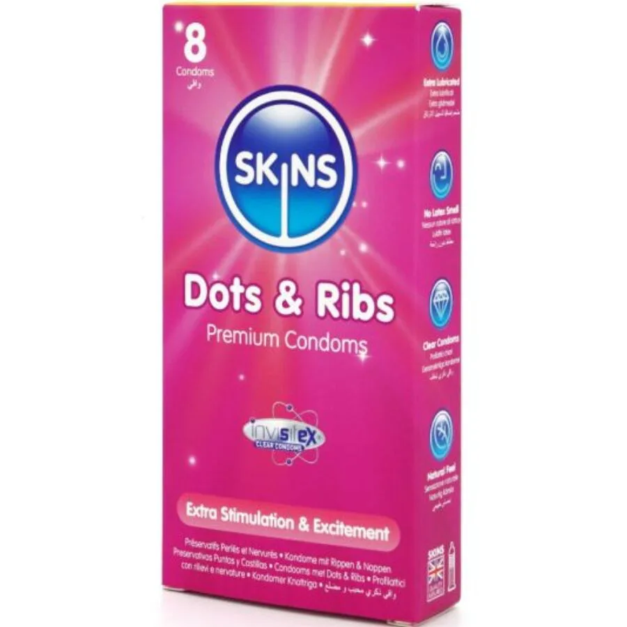 Pack de 8 Préservatifs Premium Points & Ribs Skins