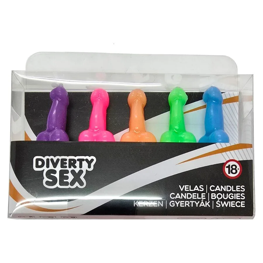 Boîte de 5 Bougies en Forme de Pénis de Différentes Diablo Picante jeu coquin