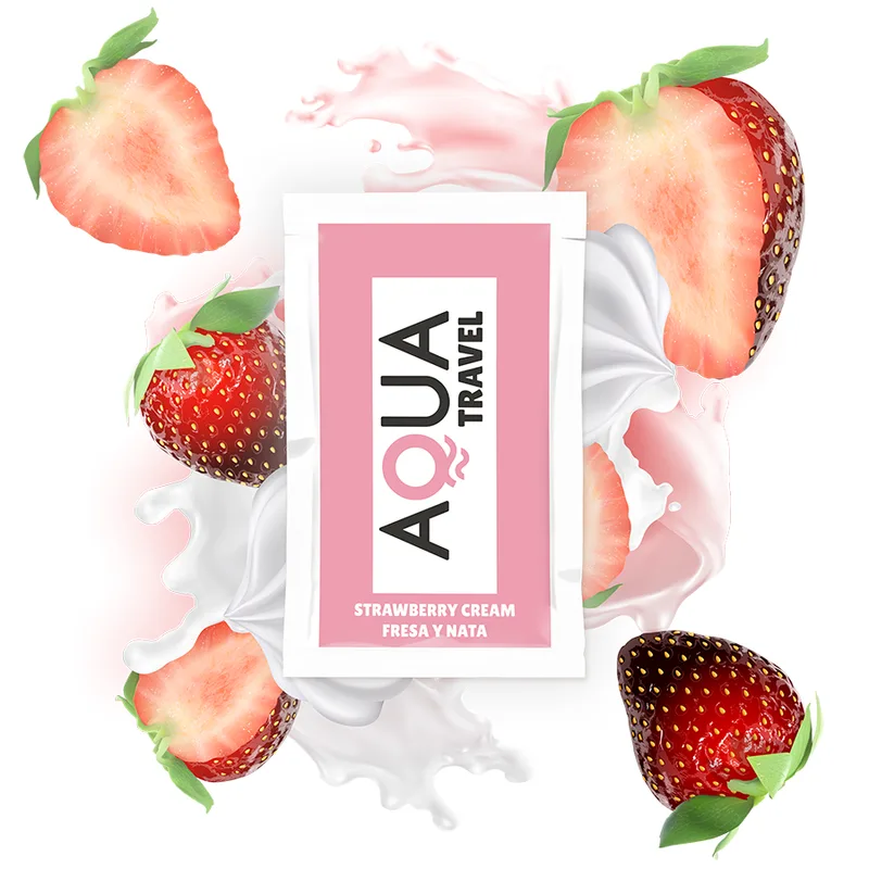 Lubrifiant à Base d'Eau Saveur Crème de Fraise 6 ml Aqua Travel