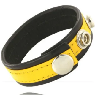Cockring Sangle en Cuir Réglable Pénis Jaune-noir Leather Body