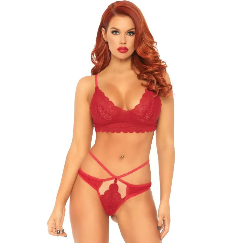 Ensemble 2 Pièces Bralette et String Dentelle M/L Leg Avenue