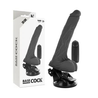 Vibromasseur Réaliste Noir Télécommande avec Testicules Basecock