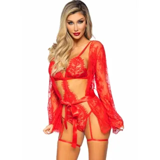 Ensemble Peignoir et Porte-jarretelles Rouge Leg Avenue