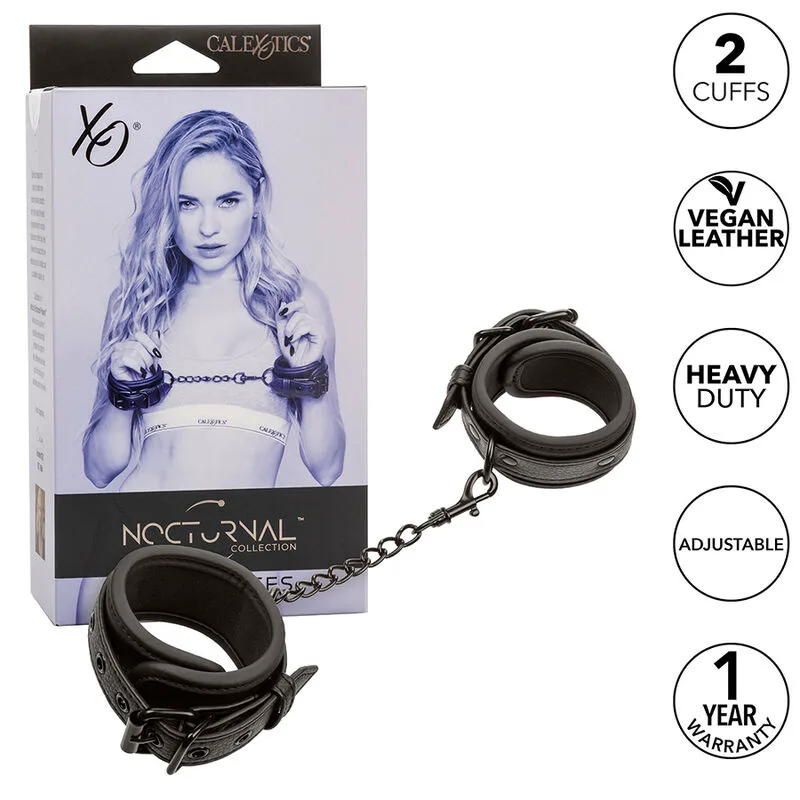 Nocturnal Poignets en Cuir Réglables Noirs Calexotics menottes