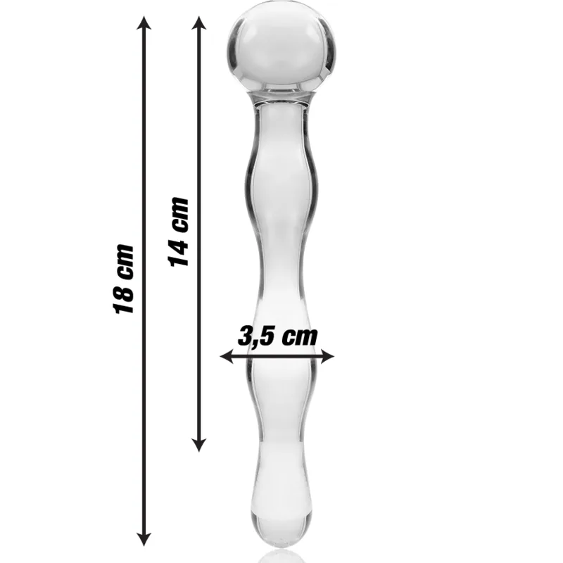 Modèle 13 Gode en Verre Borosilicate Clair 18 cm x 3.5