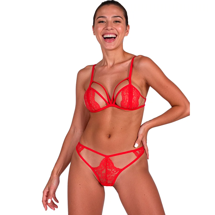 Ensemble Soutien-gorge + String Anuvera Fire Brick S/M Passion