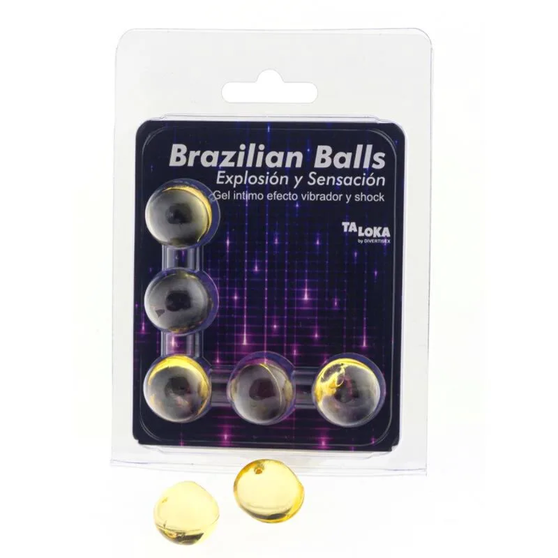 5 Balles Brésiliennes Vibrant & Effet de Choc Gel Excitant Taloka