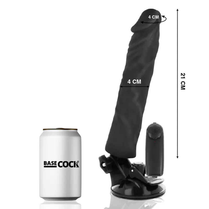 Vibromasseur Réaliste Télécommande Noir 21 x 4 cm Basecock