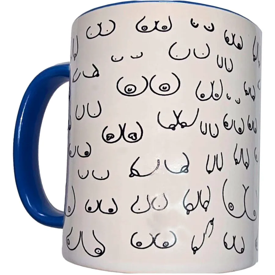 Mug Seins Blancs avec Anse Bleue 370 ML Diablo Picante bleu jeu coquin