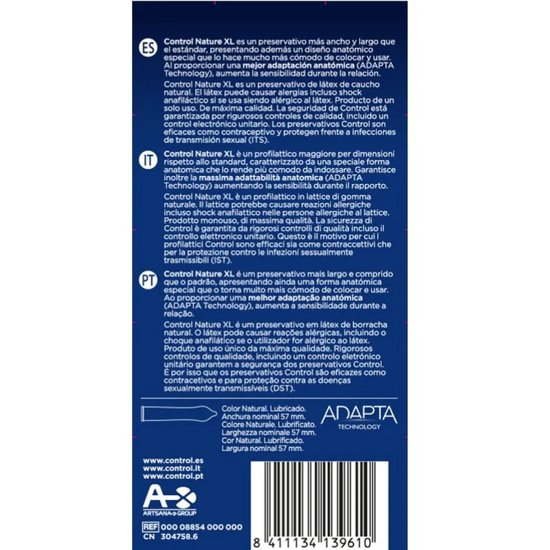 Adapta Nature XL Préservatifs 12 Unités Control