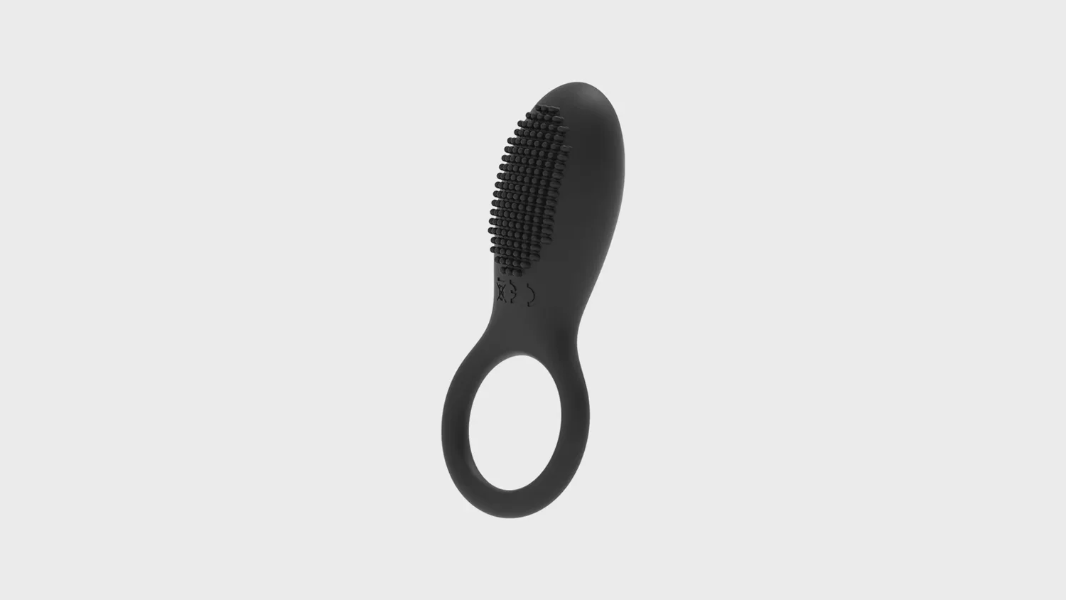 Anneau vibrant télécommandé Coquette en silicone noir, avec stimulateur à picots, annoncé à 50 dB