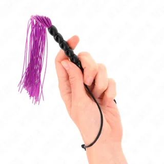 Mini Fouet en Silicone avec 6 Billes Violes 26 CM Kink fouet & martinet