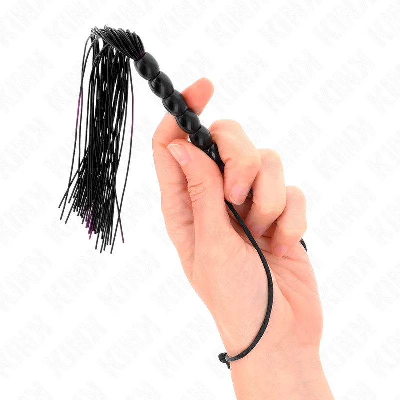 Mini Fouet en Silicone avec 6 Billes Noires 26 CM Kink fouet & martinet