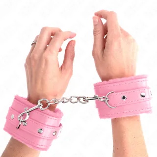 Menottes Doublés de Fourrure Premium Rose avec Kink