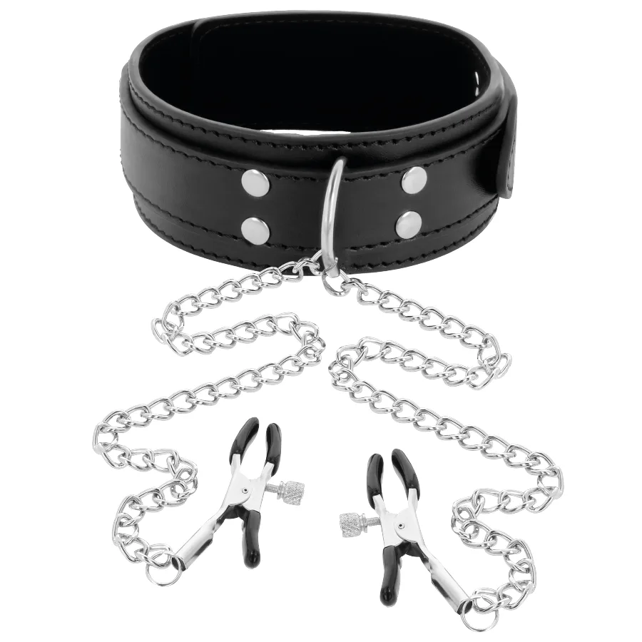 Collier avec Pinces Nipple Noir Darkness