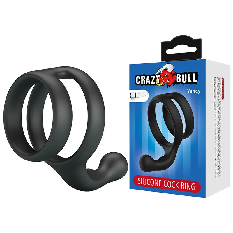 Yancy Double Anneau de Pénis et de Testicules Noir Crazy Bull