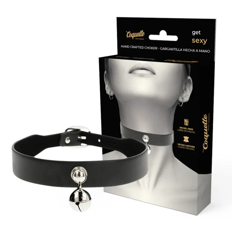 Collier en Cuir Vegan Femme Hochet Accessoire Coquette Chic Desire