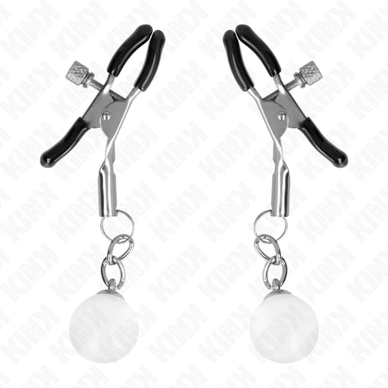 Pinces à Tétons Billes de Verre Argent 6 cm Kink