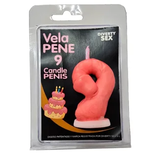 Bougie Pénis en Forme de Chiffre 9 Rose Diablo Picante rose jeu coquin