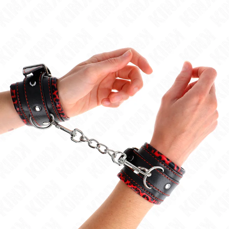 Menottes Doublés de Fourrure Rouge / Noir Réglable Kink