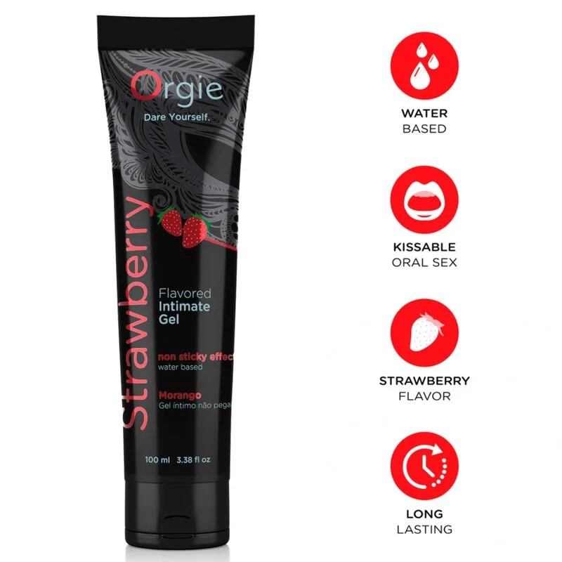 Tube de Lubrifiant Fraise Gel Intime à Base de Eau 100 ML Orgie lubrifiant base eau