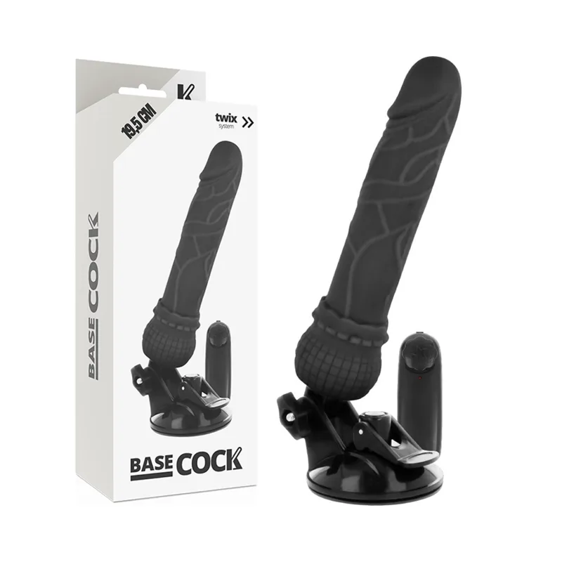 Vibromasseur Réaliste Télécommande Noir 19,5 x 4 cm Basecock