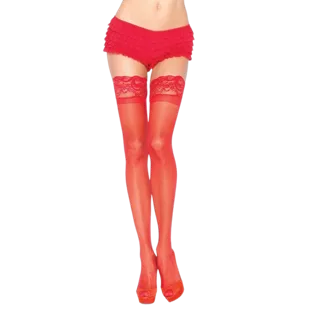 Collant Rouge avec Dentelle Auto-adhésive Leg Avenue rouge porte-jarretelles