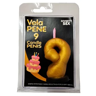 Bougie en Forme de Pénis, Chiffre 9, Couleur Or Spicy Devil jeu coquin