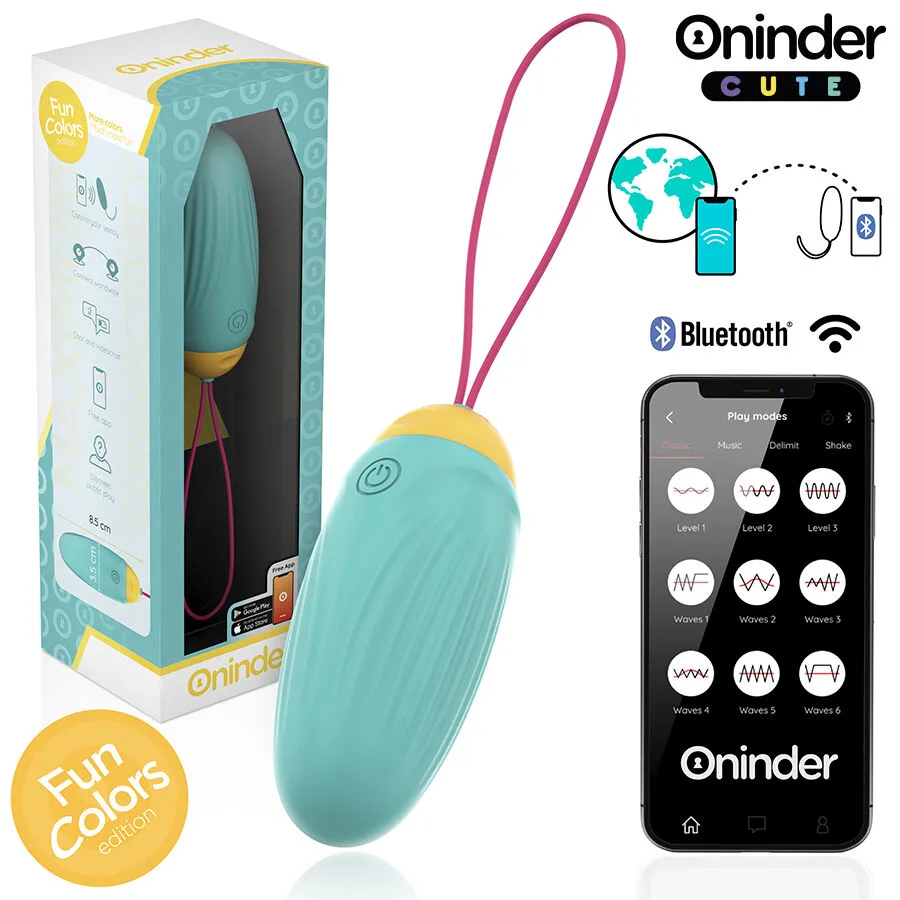 Détail de la surface de l'œuf vibrant Oninder Perles Rotatives Oninder Cute, coloris turquoise