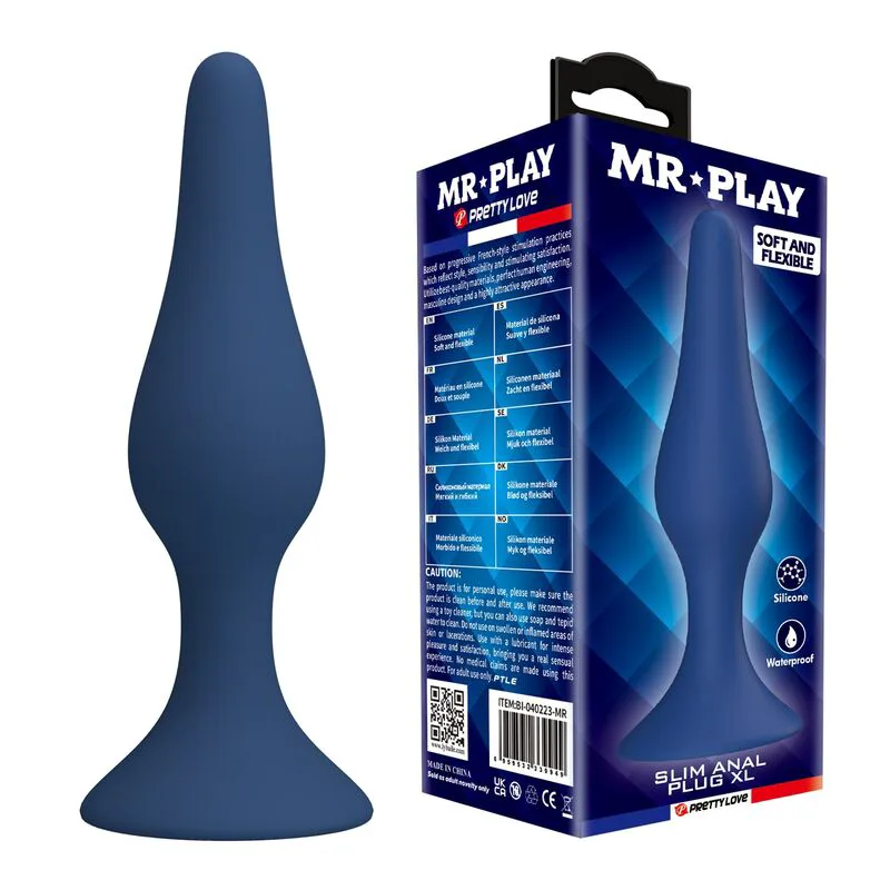 Plug Anal Conique en Silicone Bleu XL Mr Play