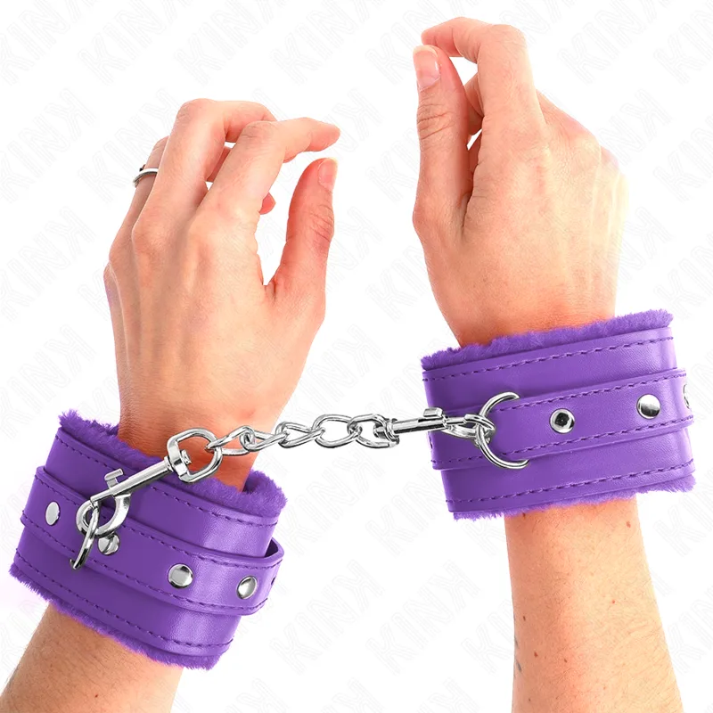 Menottes Doublés de Fourrure Premium Violet avec Kink