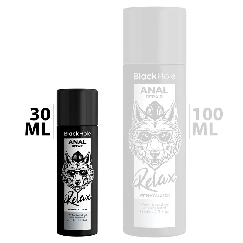 Lubrifiant Réparation Anale Relax à Base d'Eau avec Hyaluron 30 ml Black Hole