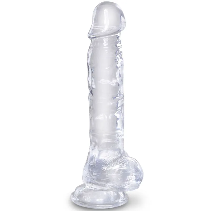 Gode Clear Réaliste avec Boules 16,5 cm Transparent King Cock