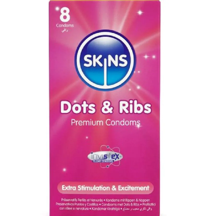 Pack de 8 Préservatifs Premium Points & Ribs Skins