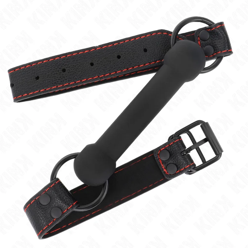 Bone Bag avec Sangle en Cuir Noir Ajustable 41-57 CM Kink noir bâillon