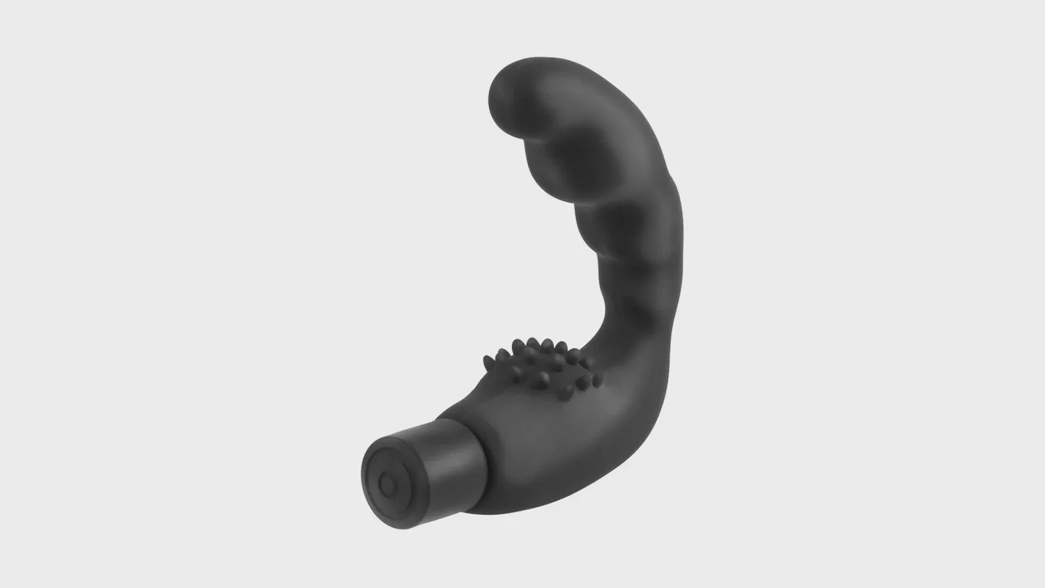 Vibrating Reach Around, stimulateur de prostate vibrant noir à tige ondulée et picots pour le périnée