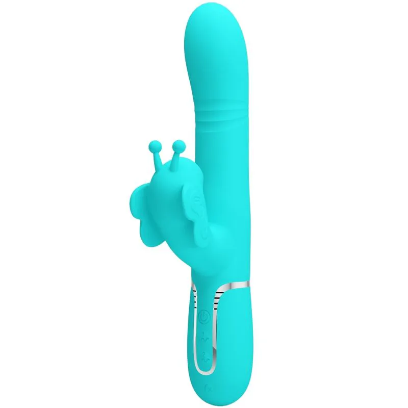 Vibromasseur Multifonction Lapin 4 en 1 Papillon Aqua Vert