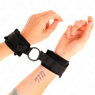 Manchettes Débutant Fourrure 25 CM avec O-ring 4 CM Noir Kink noir menottes