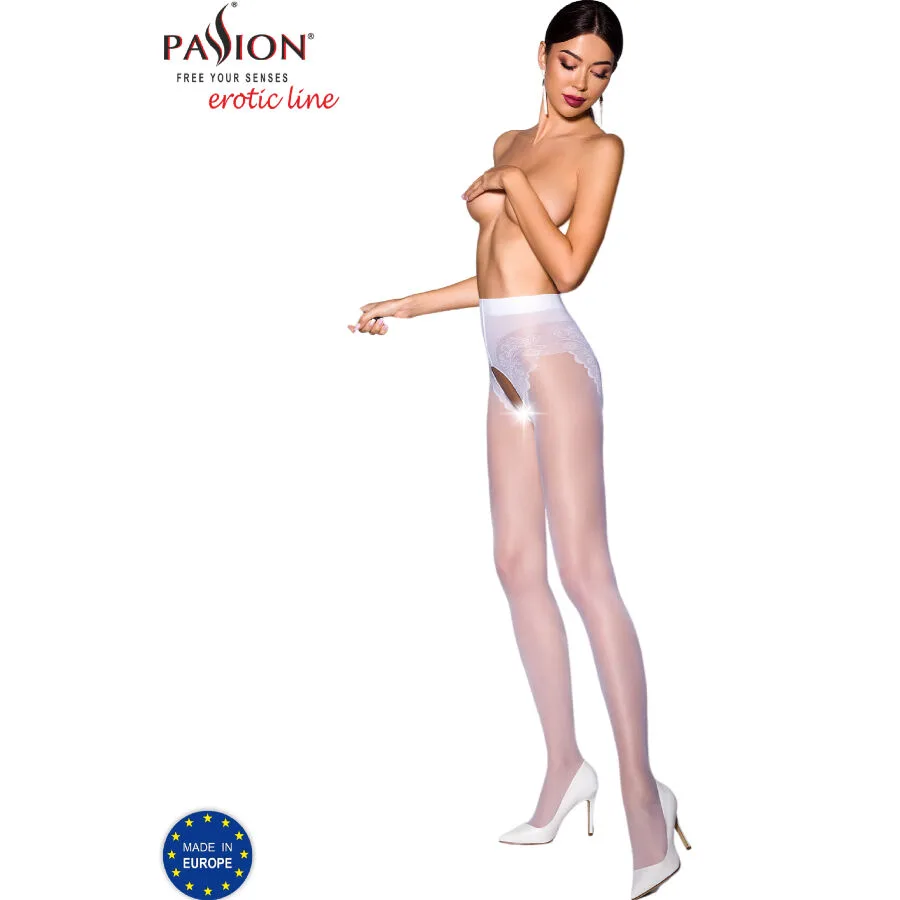 Tiopen 006 Collant Blanc 3/4 30 Den Passion blanc porte-jarretelles