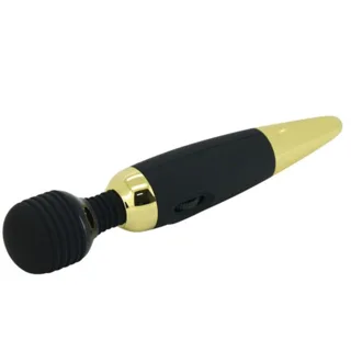 Vibromasseur wand nervuré noir et or vue 3