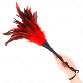 Plumes de Poulet Tickle en Forme de Corne Rouge 36 CM Kink rouge bdsm